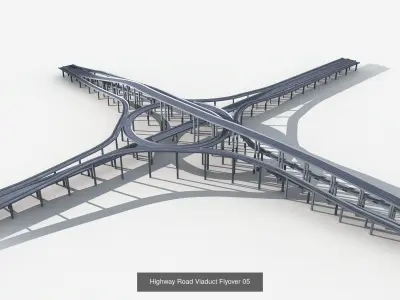 Highway Road Viaduct Flyover 3D Model Pack