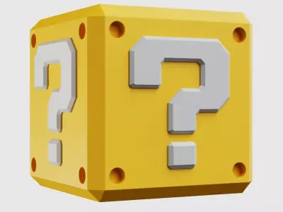Mario Question Mark Block Cube 3D model