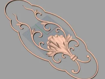 European style flower 3D relief STL Model for cnc engraving E068 3D model