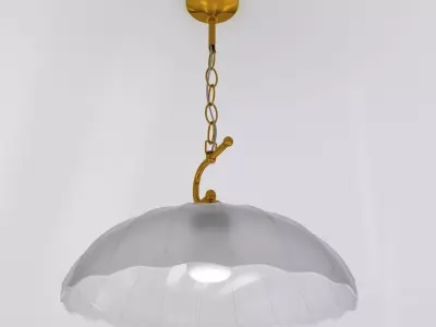 Chandelier pendant light with shade and gold chain 3D model