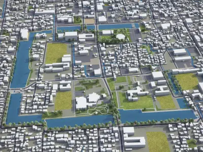 Saga - city  Low-poly 3D model