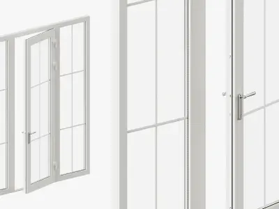 Classic style glass doors with OPENING option 3D model