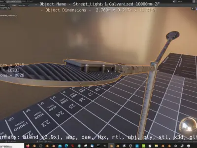 Street Light 1 Galvanized 10000mm 2F Low-poly 3D model