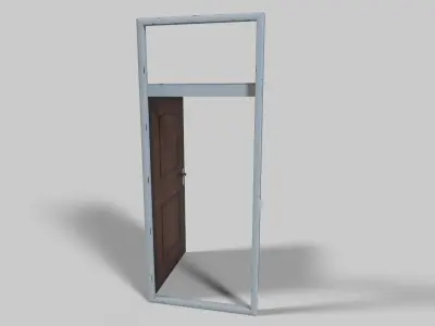door low poly metal frame Low-poly 3D model