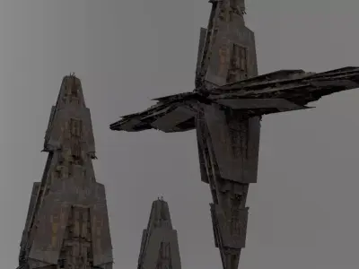 Sci-Fi City dystopia Mega city colony Pyramid Ship 3 versions  3D model