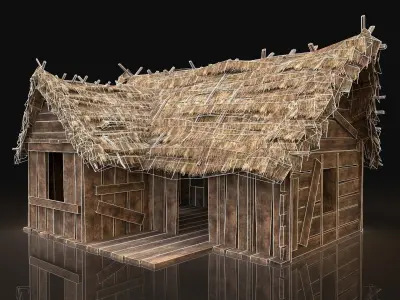 AAA Next Gen Thatched Wooden House Cottage Hut Low-poly 3D model