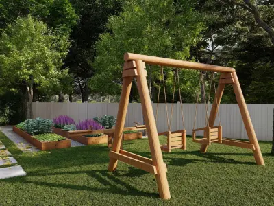 3D Exterior Scene 3D model design garden and landscape 3D model 14