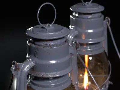Oil Lamp Lantern Game Ready Low-poly 3D model