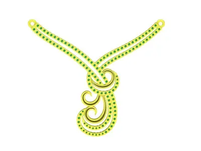 Luxury Emerald Diamond Swirl Pendant Jewelry Design 6294 3D print model