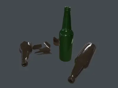 Glass Broken Bottles 3D Model Low-poly 3D model