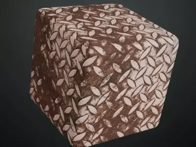 Rusty Copper Metal Diamond Tread Plate PBR Seamless Texture