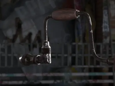 hand drill Low-poly 3D model