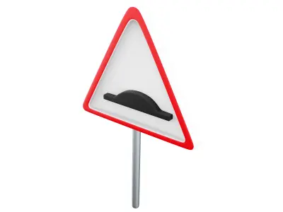3d  Speed bumps warning of traffic signs 3D model