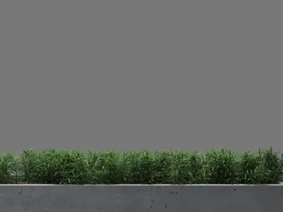 bench312 concrete bench with two trees in it 3D model