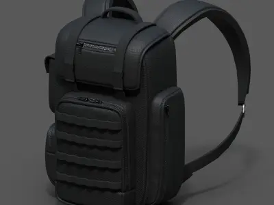 Backpack Camping bag baggage Black  Low-poly 3D model