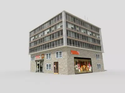 Office Building Low-poly 3D model 12