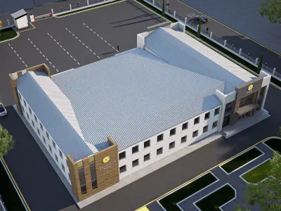 Fire station Low-poly 3D model