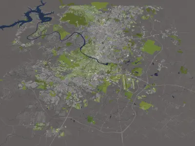 Austin 50x50km City 3D Map 3D model