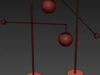 Restoration Hardware Glass Globe Mobile LEVER FLOOR LAMP Nickel 3D model