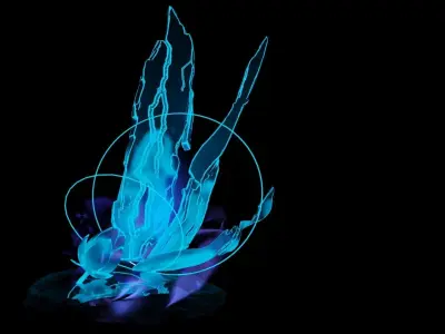 Magic night cave  waterfall energy flower and shells 3D model