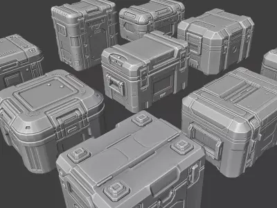 Stylized Crates Set 3D model