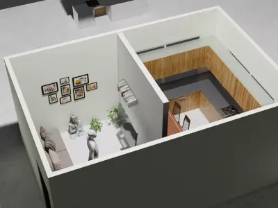 LIVING ROOM  and KITCHEN  Free 3D model