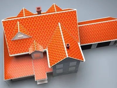 North American Type Garden State House Low-poly 3D model