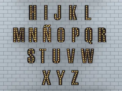 Light Bulb Alphabet Low-poly 3D model