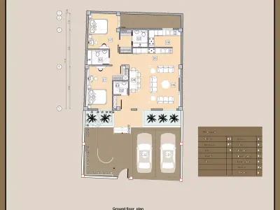 Modern Residential Ground Floor Plan with Parking Free 3D model