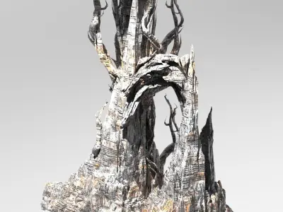 Winter White claw Tree Mountain Low-poly 3D model