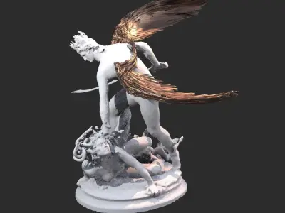 Perseus Statue Action Wings Curved 3D model