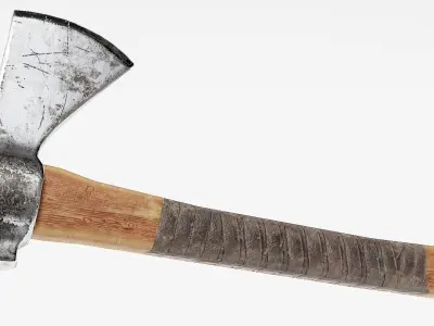  crafted scratched iron Hatchet axe tool er1 Low-poly 3D model