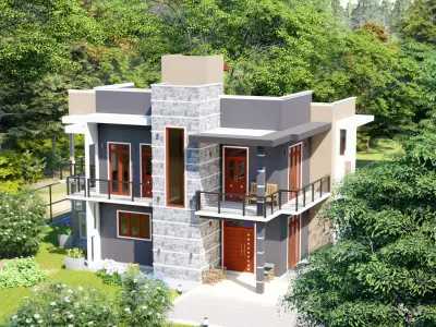 Modern residential building  3D model get