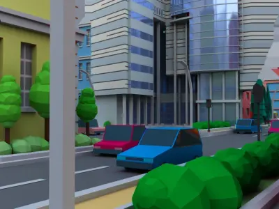 Toon City Low Poly Animated Low-poly 3D model