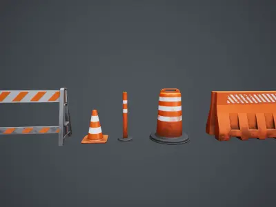 Stylized Traffic Cones Low-poly 3D model