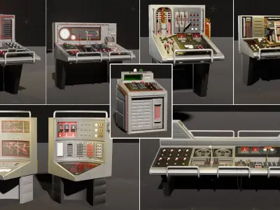 Control Room and Panel Components 3D model