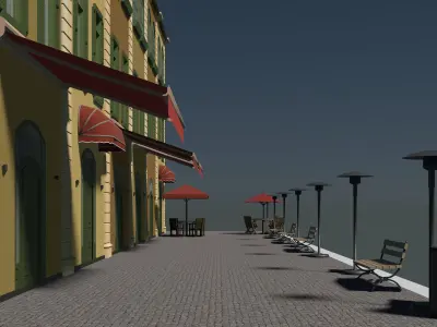 Retro row house 3D model