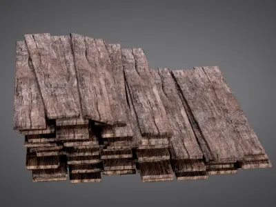 Cutted Wood Stacks Planks AAA PBR Game Ready Asset Low-poly 3D model