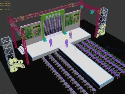 Stage party concert fashion catwalk T station  48 3D model