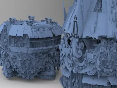 Ocean Cyberpunk Atlantis Deep city tower 2 designs 3D model