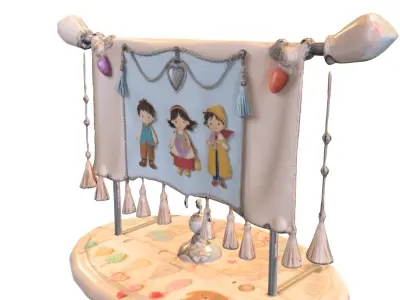 Fairy Tale Storybook Banner Low-poly 3D model