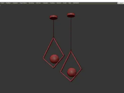 RANGLA geometric pendant light - gold Low-poly 3D model