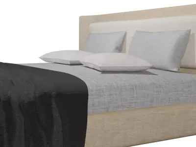 Queen Size Bed QFB-03v1 Low-poly 3D model