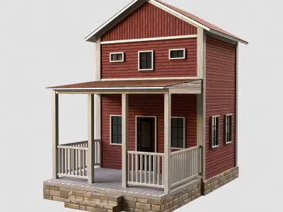 A low-poly 3D model of a home house Low-poly 3D model