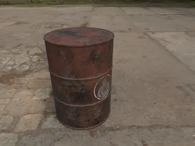 Rusty Barrel Oil Style Low-poly 3D model
