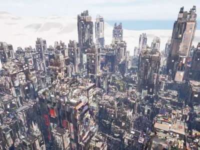 Sci-Fi Landscape Building Low-poly 3D model