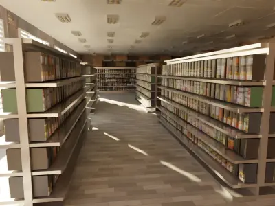 Supermarket interior Low-poly 3D model