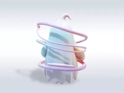 Cheerful Ghost Halloween Character 3D model purchase
