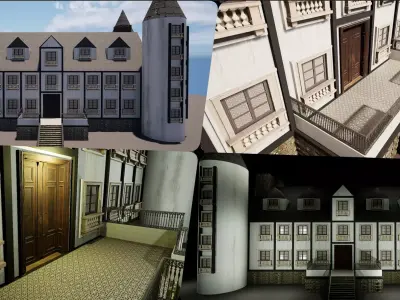 Mega Highly Detailed Castle-Mansion 4K 3D model