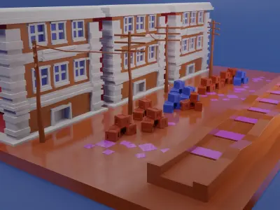 low poly house lego building Low-poly 3D model